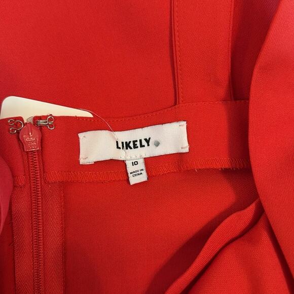 Likely Terry Ruched Cutout Midi Dress Coral Sleeveless Dress size 10 EUC - Picture 4 of 5